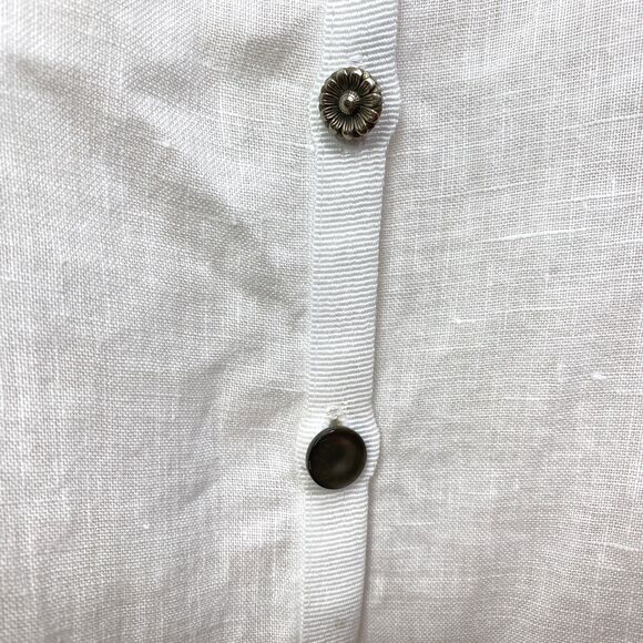 Alexander Bartlett White Linen Blouse XL Short Sleeves Button Front Summer - Picture 6 of 11